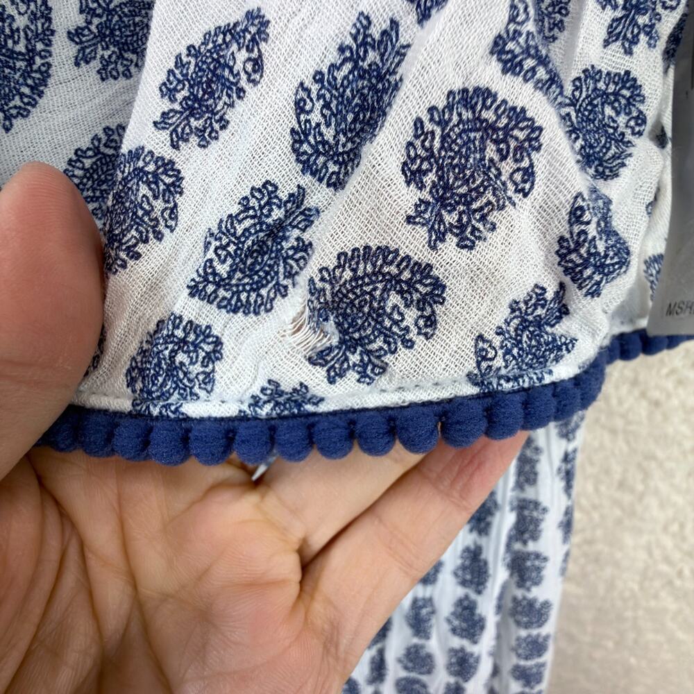 Polo Ralph Lauren Girl 7 Blue White Paisley Print Ruffle Shoulder Midi Sundress - Picture 11 of 13